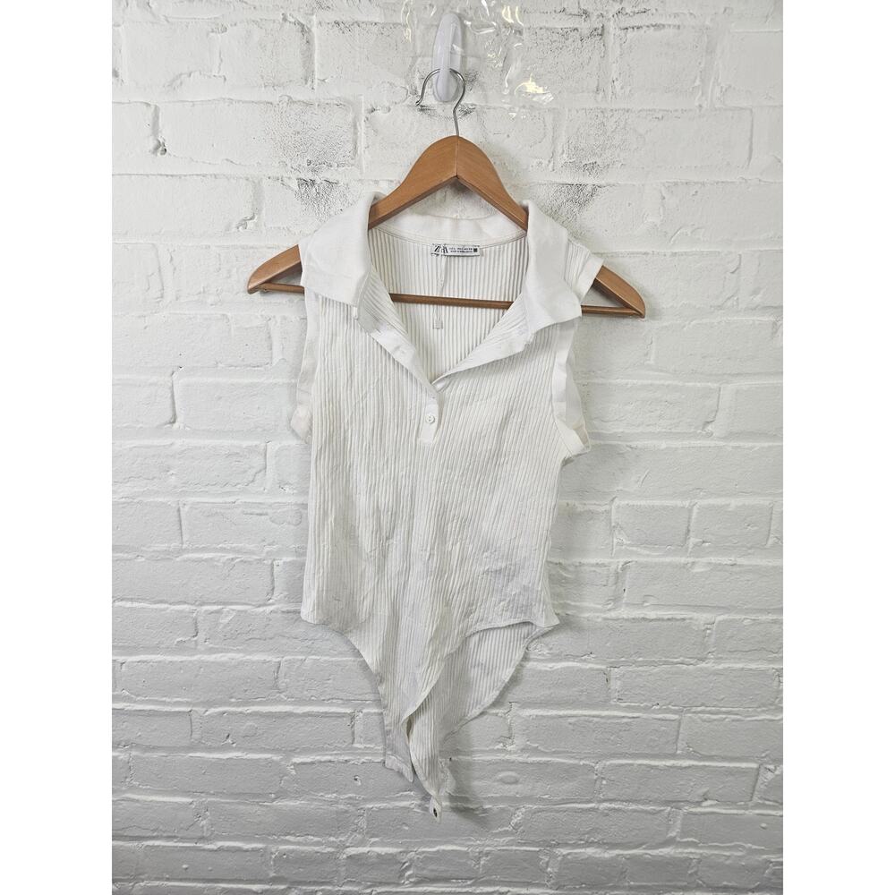 Zara White Sleeveless Bodysuit
